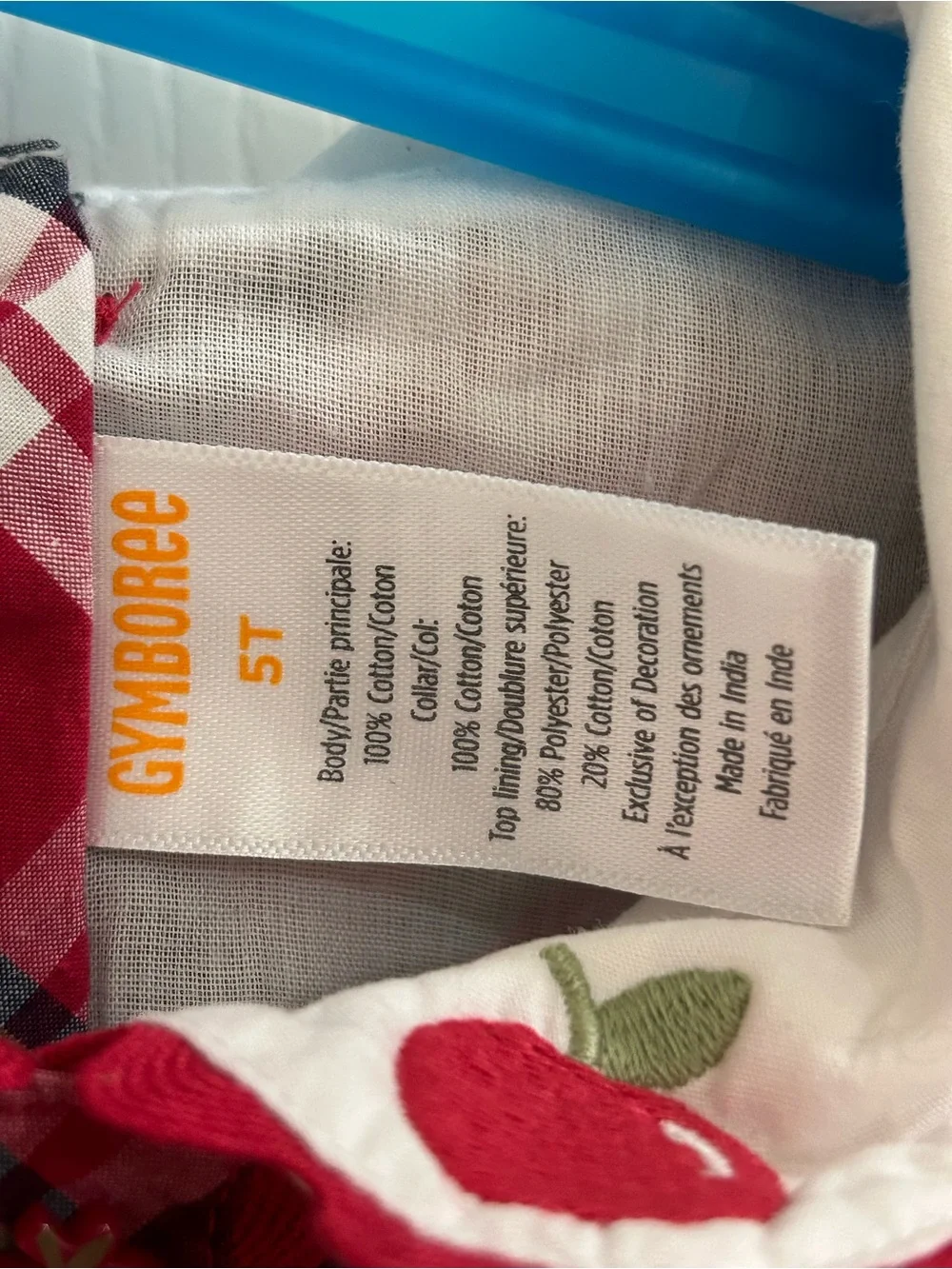 Gymboree Apple Plaid Back-to-School Outfit Size 5T Complete Set